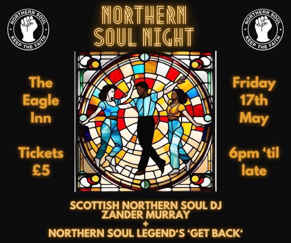 Looks a great night of Soulful dancing. I also get to spin some Northern Soul at the decks. Tickets only £5 from The eagle Inn Coatbridge