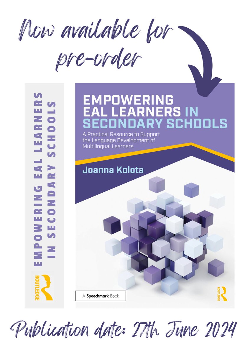 If you are a secondary school teacher & work with EAL learners, then this book is for you! 📖 It's full of practical strategies and ideas to support language and content development. 💡 Routledge: shorturl.at/mCL12 Amazon: shorturl.at/agjJL #edutwitter #EAL