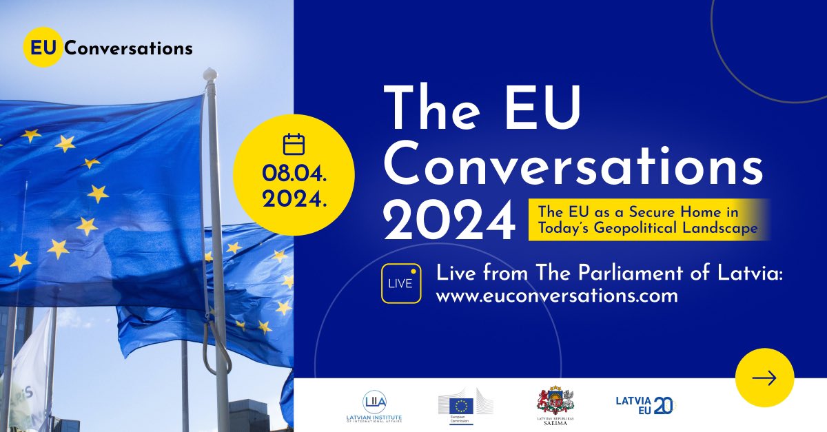 Delighted to join #EUconversations 2024 conference next week, 8 April from 14:45-15:45 (CET).

Our panel with @TimoPesonen1 @koziol_sasza & moderated by Tony Lawrence @ICDS_Tallinn will discuss ‘The EU’s Role in Defending Home.”

Tune in: euconversations.com/en

@LIIA_LV