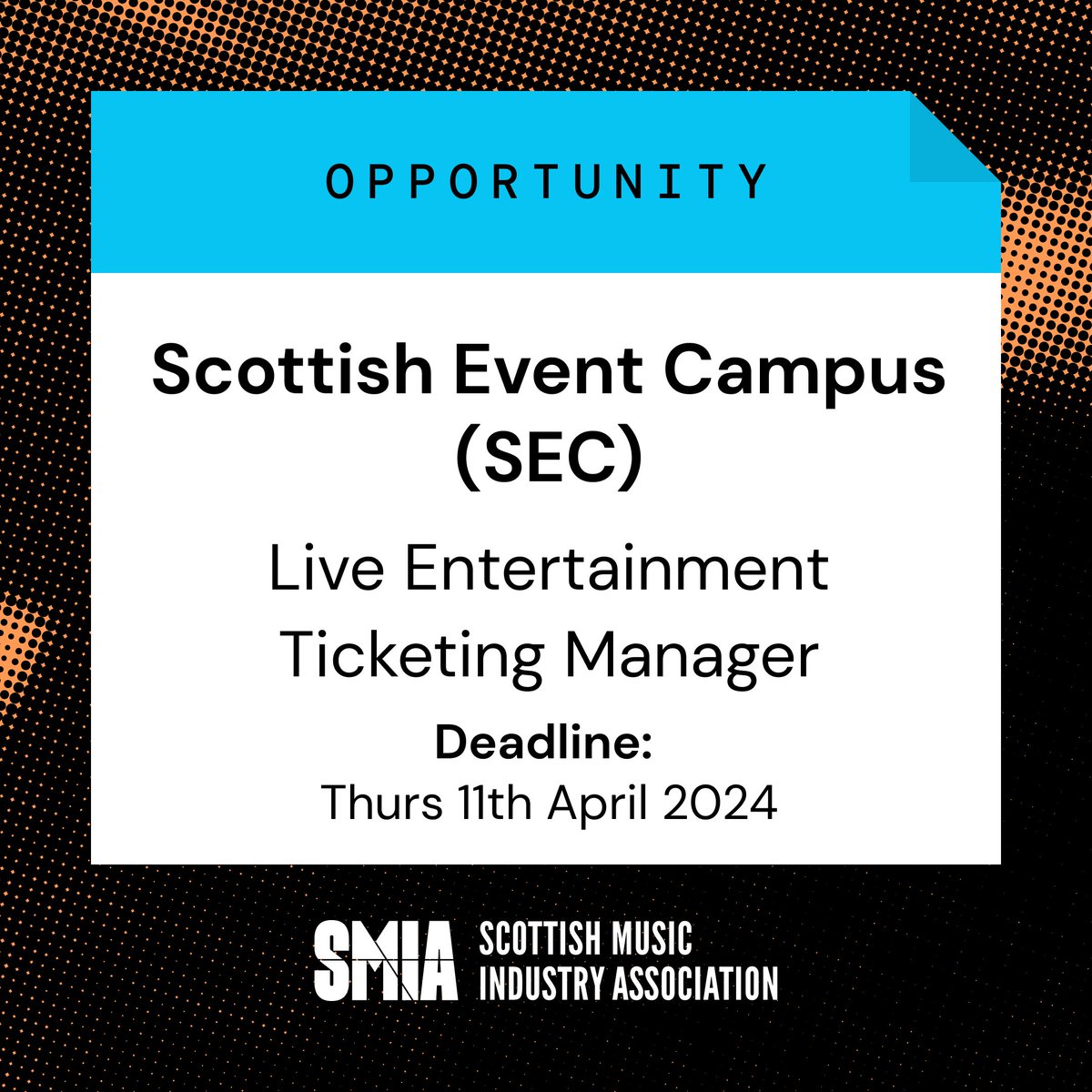 We've put together another round of music industry opportunities with deadlines fast approaching! For more info on everything included, check out our website - smia.org.uk/opportunities/