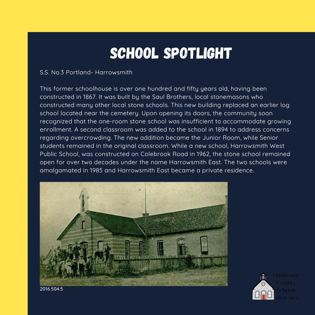 School Spotlight
S.S. No.3 Portland- Harrowsmith
#kingstonmuseums #ygkmuseums #ontariomuseums #kingstonontario #visitkingston #exploreon #discoveron #oneroomschool #schoolspotlight #kingston #yourstodiscover #ontario #wherehistoryandinnovationthrive #fcsm