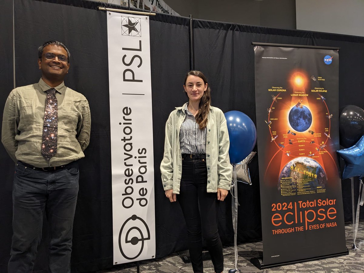 L'opération 'Eclipse Arkansas 2024' commence pour @Astro_MiguelM et @malin_mathilde. Première conférence en compagnie des collègues du Marshall Space Center @NASA devant des étudiants de @ArkansasTech