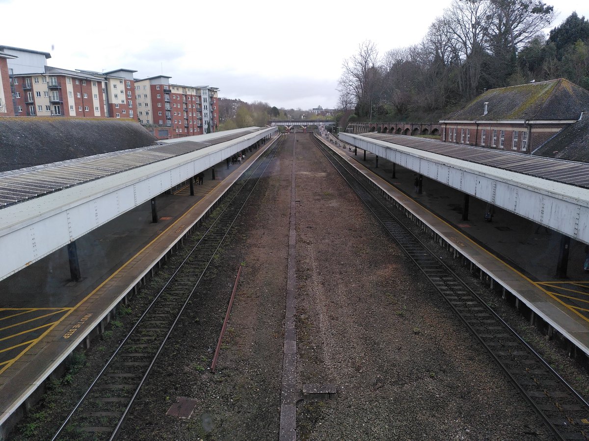 Tour Day 32 Railway Station 49. Exeter Central. A demure station building, an uninspiring ticket hall, and then the great gappy gorge of the platforms. A station fighting for its dignity given the removal of so many tracks and the greater fame of St David's. Hang on in there!