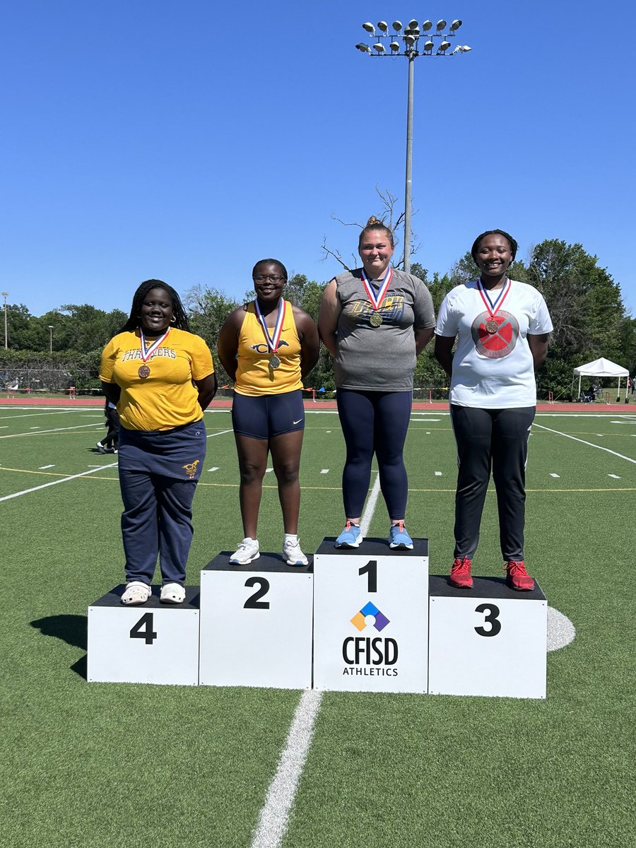 Strength in Numbers Congrats to our Lady Mustang throwers! District 16-6A Varsity Meet Shot Put 1st Haley Baalson (37-8) 2nd Makayla Peck (36-0) 4th Temilayo Adebayo (33-8) Discus 1st Haley Baalson (119-7) 2nd Makayla Peck (115-10) 4th Ngozi Obiajunwa (102-5)