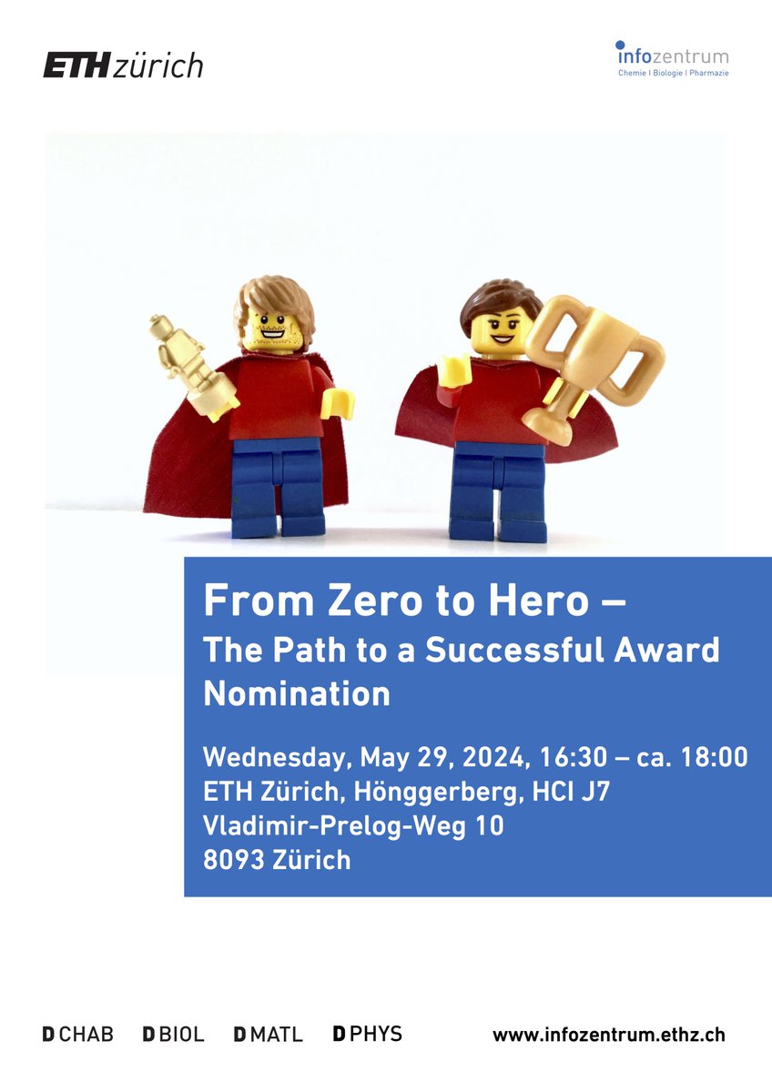 From Zero to Hero – The Path to a Successful #AwardNomination on May 29, 2024, introduces the procedures for award nomination and outlines the requirements for a successful #award nomination. This workshop targets Assistant Professors, Titular Professors, and Senior Scientists.