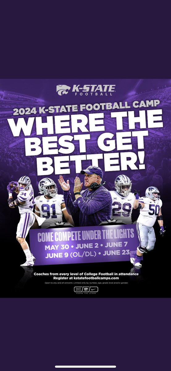 thank you @KStateFB for the camp invite!