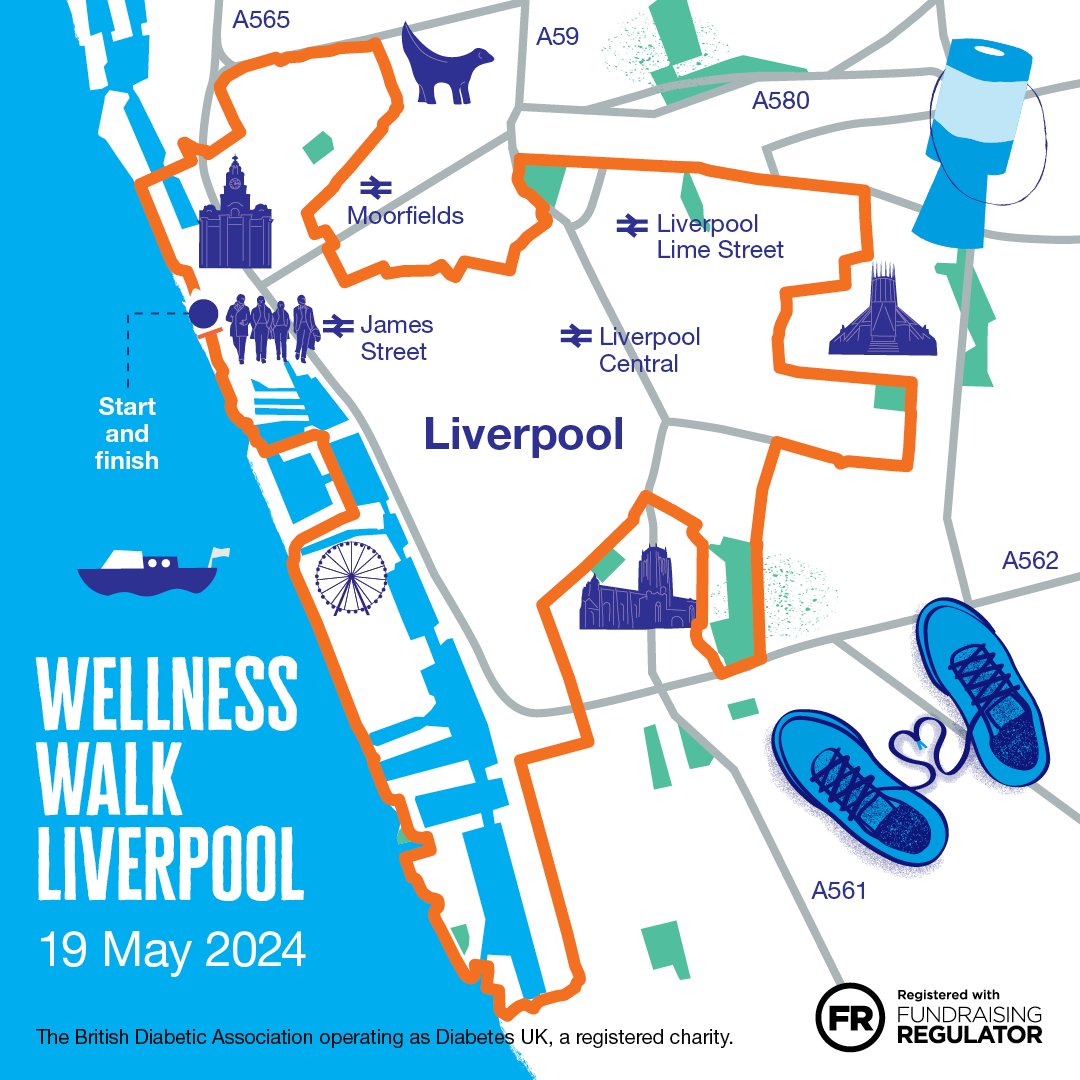 Not long now until Liverpool hosts its first Wellness Walk for Diabetes UK! 🚶🚶 Promote wellbeing, raise funds, and take in some of our city's best known landmarks on Sunday 19 May. Register now: wellness-walk.diabetes.org.uk/find-a-walk/li… @DiabetesUK | @DPH_MAshton | @lpoolcouncil
