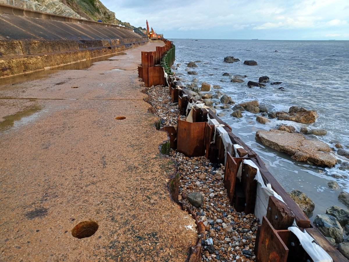 Using wood from replaced groynes in Bournemouth, a collaborative team effort has led to repurposing them on an Isle of Wight seawall. Since a breach in the wall at Ventnor we have been working on reinstating the coastal defences there. More info - bit.ly/3PR6aCl