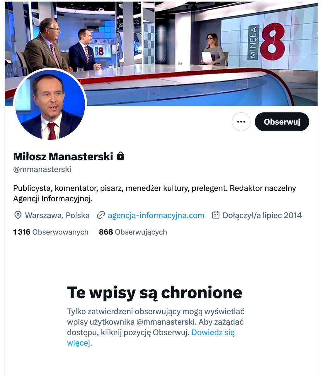 Pan <a href="/mmanasterski/">Miłosz Manasterski</a> ukrył swoje konto, więc pomóżmy mu zrobić zasięgi z przeprosinami.