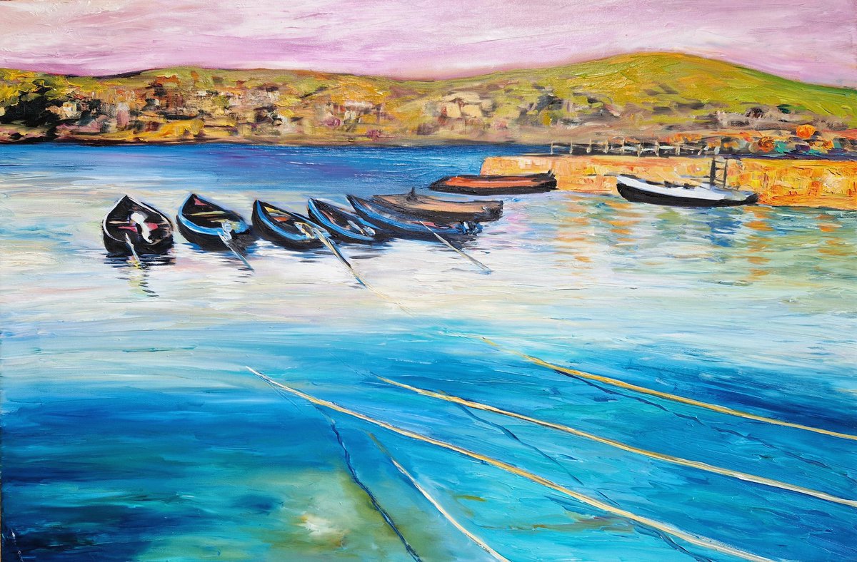 Céibh na hAirde Móire 🩵 #Ardmore #Connemara #Carna #oilpainting #currach