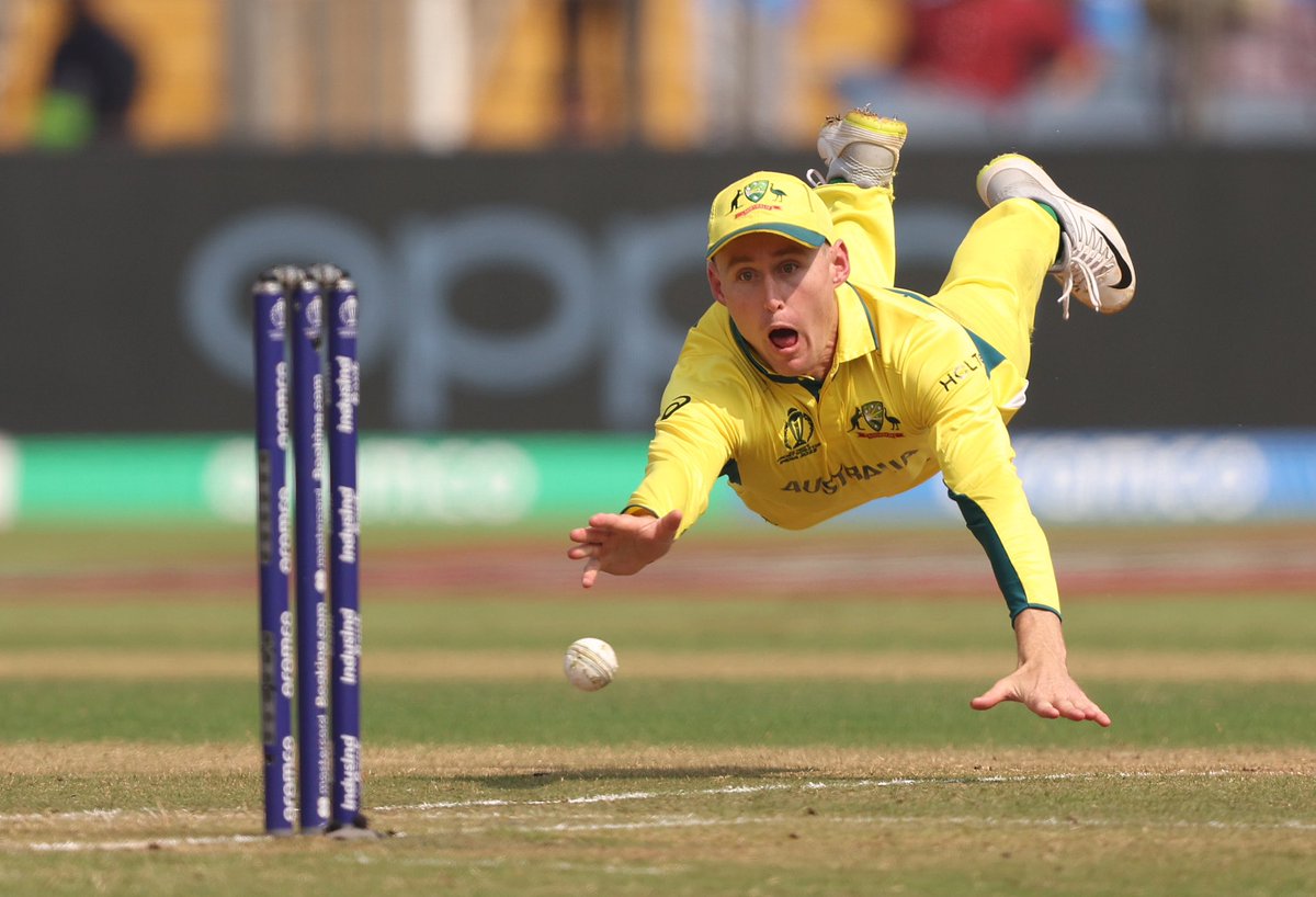This image of Marnus Labuschagne of Australia throwing the ball acrobatically to run out Mohammad Mahmudullah of Bangladesh during the ICC World Cup was shortlisted in the 2023 Wisden Photograph of the Year. 

📍Pune, India 

📸 @Sportsnapper71