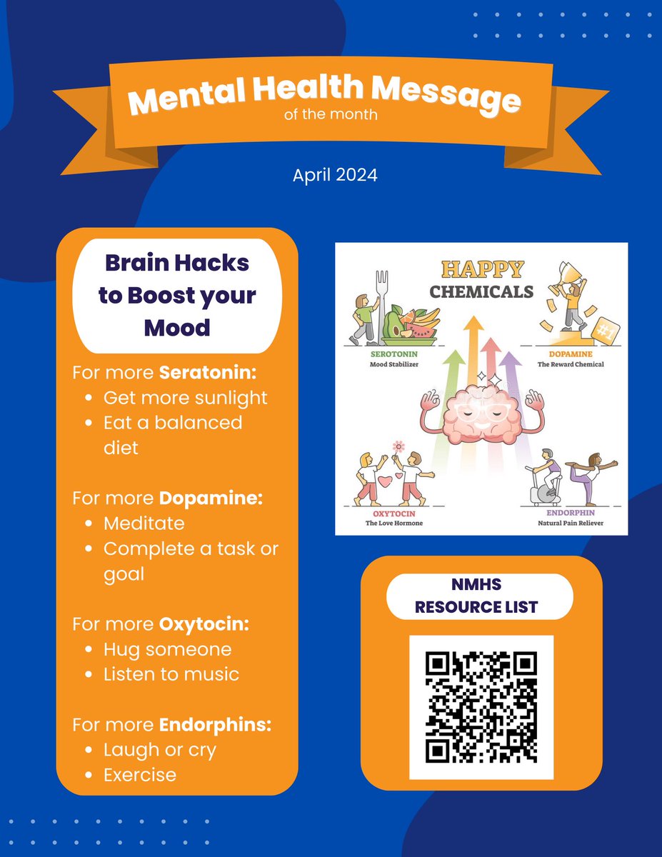 Check out the information in this month’s Mental Health Message! 🧡💙🧡💙