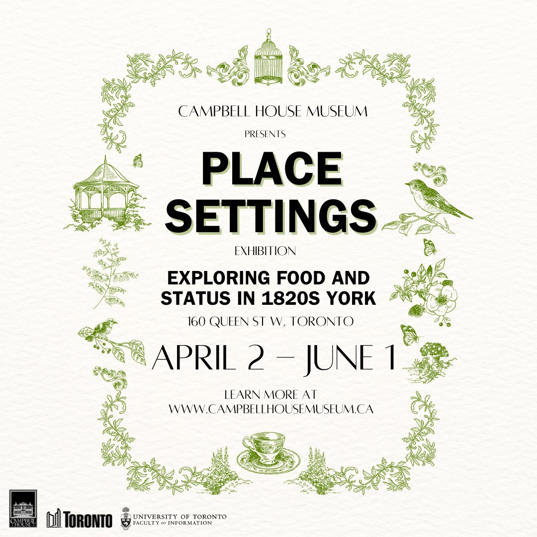 CampbellHouseTO's tweet photo. Our latest exhibit, "Place Settings: Exploring Food and Status in 1820s York" is now open! Visit us to learn more about historic foodways and how food shaped the culture of the time. https://t.co/adfOmENrzG