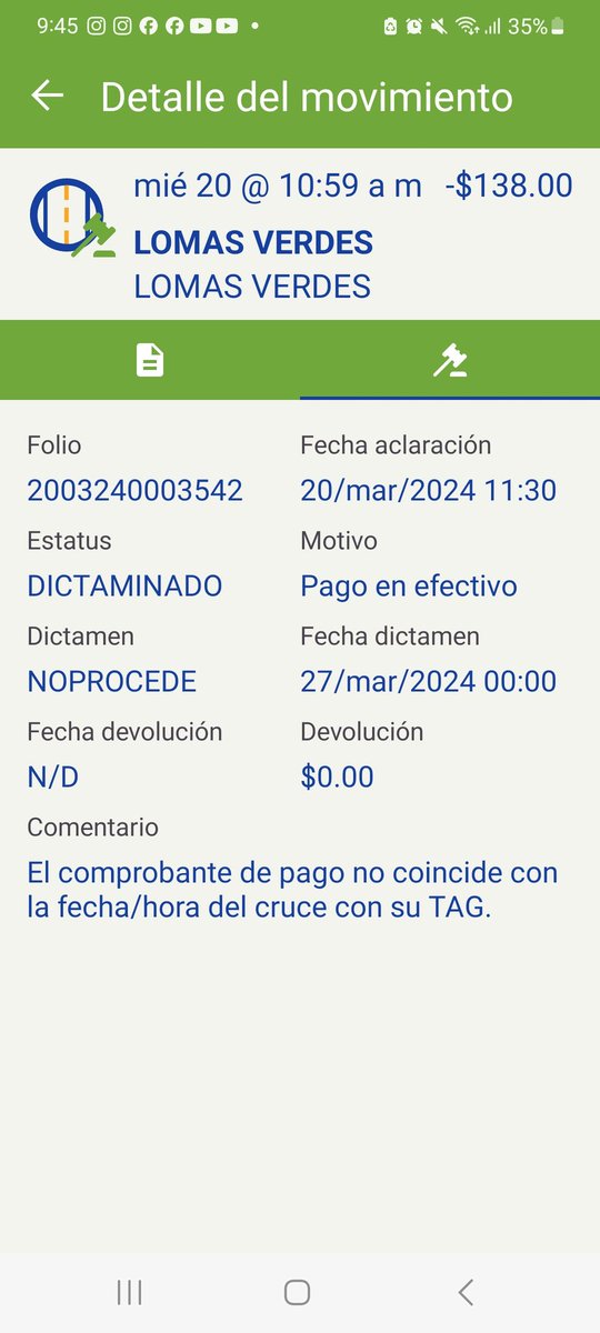 sel_alaniz's tweet photo. @atnTAGPASE su dictamen fue que no procede la aclaración,  porque no coincide la hora por 2 minutos, fueron los que tardé de pasar de una caseta a otra. Que ineficientes sus aclaraciones. Y no tenemos derecho de réplica. https://t.co/xSKcnKm91X