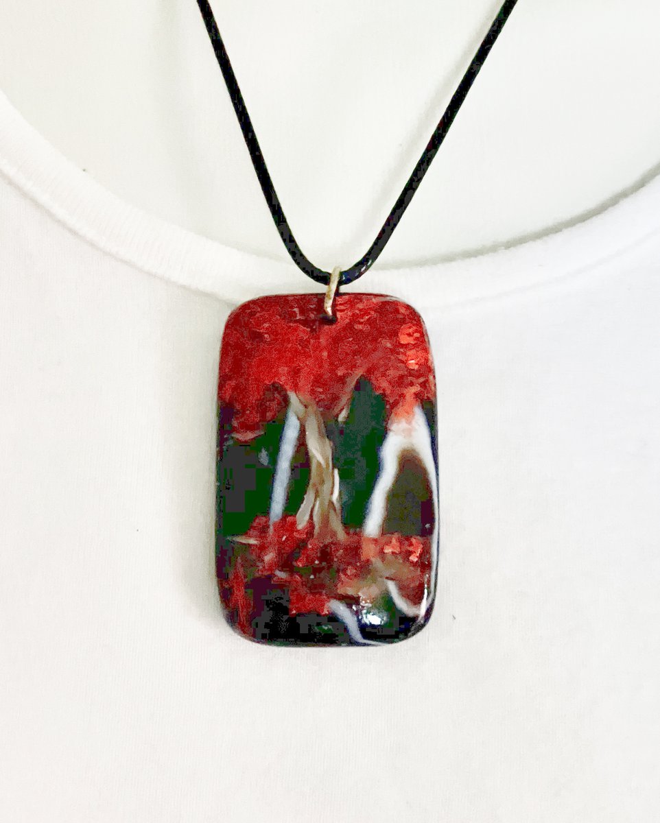 Hand Painted Red Tree of Life on Onyx Agate Rectangular Geode Pendant on Black Leather 18in Cord, One Of A Kind, Mothers Day Gift #treedoflifepainting #onyxagategeode #handpainted #geodepainting #oneofakind #mothersdaygift  bit.ly/4cHsdVY