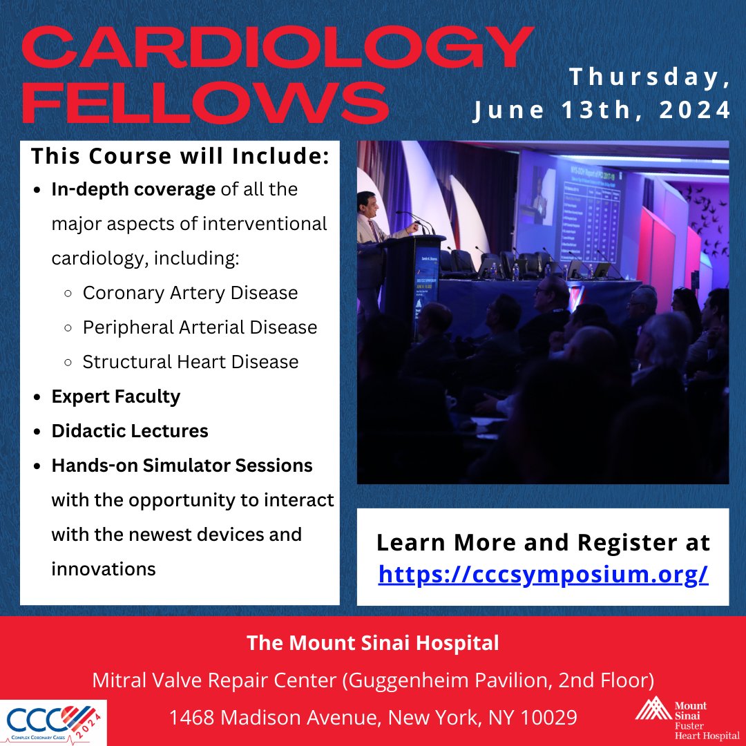 Calling All Interventionalists! - This year’s Complex Coronary Cases Symposium is on its way! Join us at #CCC2024 for… 📖 Educational Lectures 🤝 Industry Networking Opportunities 📺 And LIVE Complex Coronary Cases Learn More and Register at: cccsymposium.org #Coronary…