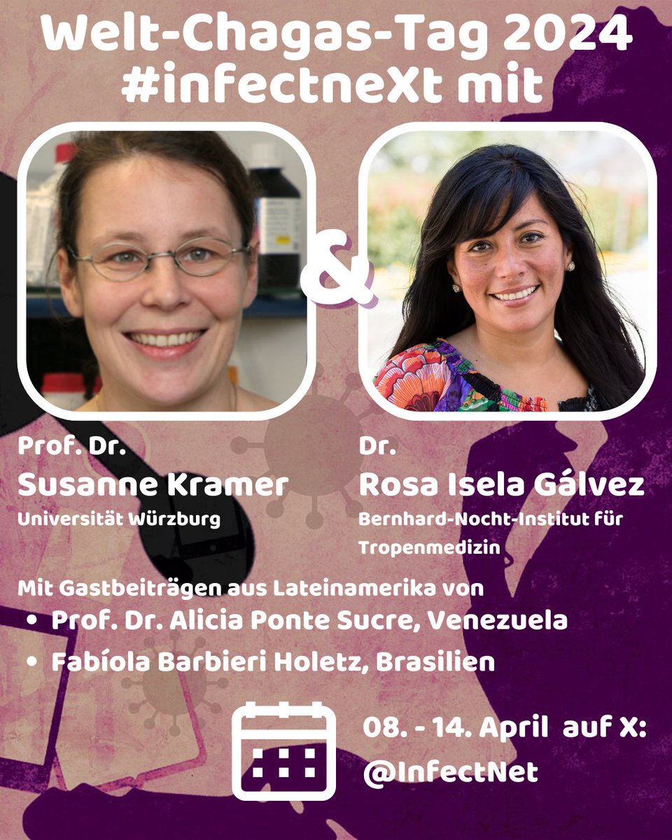 On Monday our #infectneXt takeover for #WorldChagasDay starts with Susanne Kramer from @ZEB_UniWue and Rosa Isela Gálvez from @BNITM_de! Since #Chagas is a problem especially in #SouthAmerica, the local experts @SophiaMinerva and @FabiolaHoletz will also have their say.#EndChagas