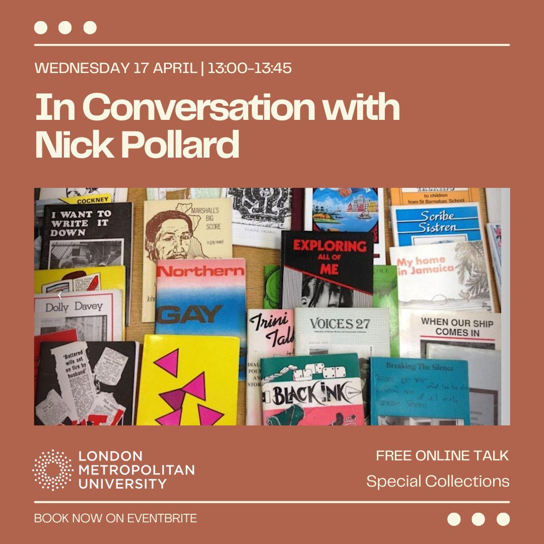 📣 Join us online for 'In Conversation with Nick Pollard' @sheffhallamuni later this month as we discuss the origins, authors and writing groups involved in the Federation of Worker Writers and Community Publishers (1976-2007) - ldnmet.ac/6voi50R8xBU @londonmetuni @TUC_Library