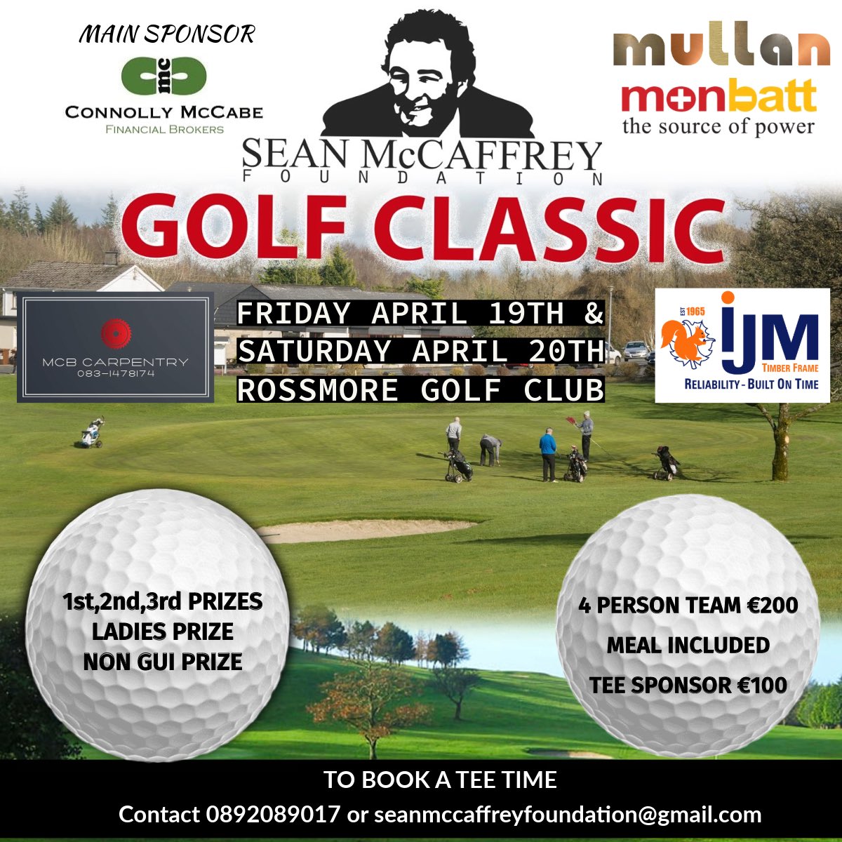 Our annual golf classic at Rossmore Golf Club is fast approaching! Book a tee time or sponsor a tee on the details below. Your support would be greatly appreciated.