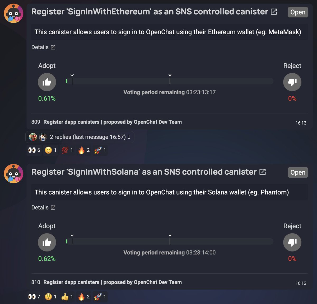 It's time to take OpenChat to the wider crypto world!

$ETH and $SOL you're up first!

Many more to follow! 🚀

oc.app/community/dgeg…

$CHAT $ICP