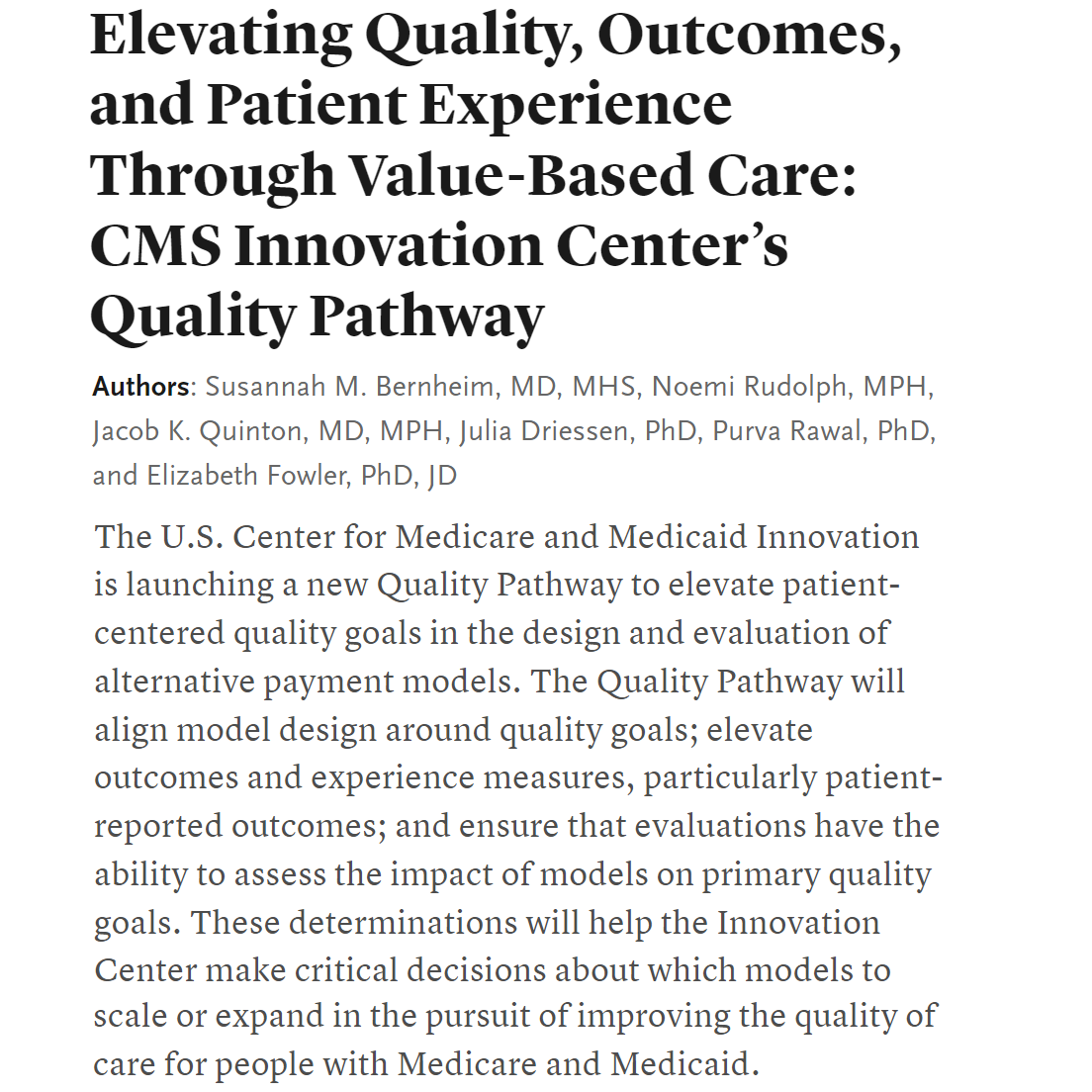 nejmcatalyst's tweet photo. Elevating Quality, Outcomes, and Patient Experience Through Value-Based Care: CMS Innovation Center's Quality Pathway: https://t.co/YeUTHVvqTs #CMSQualityConference https://t.co/leNR3xrlwv