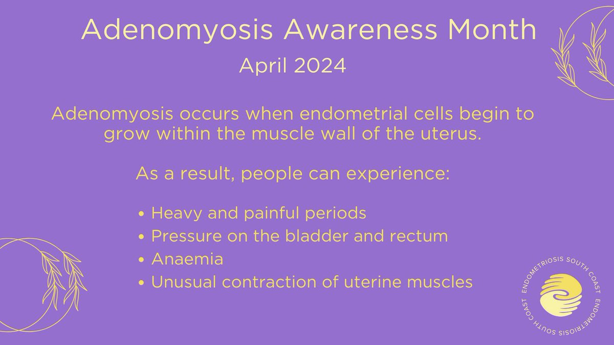 April brings #AdenomyosisAwarenessMonth. With similar symptoms to #endo, they are often mixed up and can be difficult to distinguish. We've created a useful guide to understand the key differences between the two. endometriosissouthcoast.com/the-difference… #AdENOUGHofThis #ThisIsNotTheENDOfUs