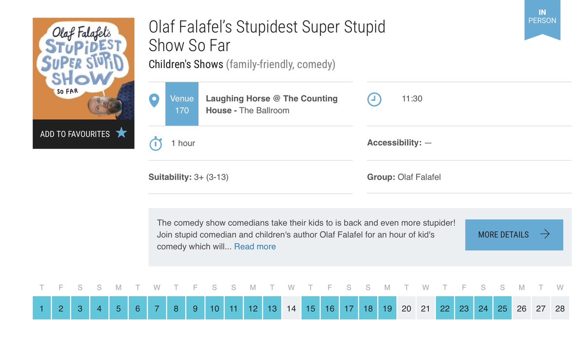 OFalafel's tweet photo. My Edinburgh family friendly comedy show is live on the @edfringe site. Last year’s show was a sell-out show and this year’s is even funnier (and even more award-winning-ier) so get booking!

If I’ve ever made you laugh in person or online, please consider giving this a share 🙏 https://t.co/T3deidDHDX