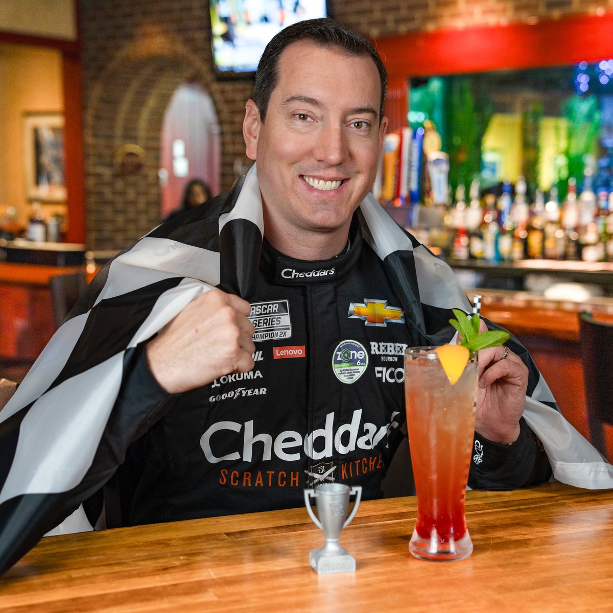 Mini trophy. Huge wins. Bring the thrill of the track right to your glass with our Victory Lane Cocktail! While supplies last. @RCRracing I @KyleBusch