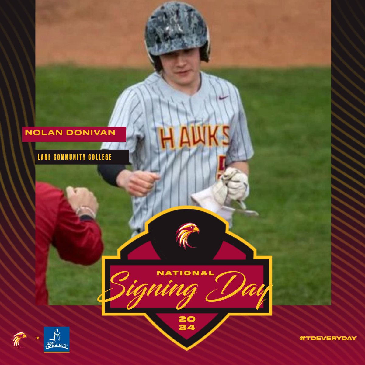 Today's the day! Join us in the TDHS main lobby at 3 pm for the Signing Day celebration of Riverhawks Senior, Nolan Donivan as he commits to Lane Community College!

#TDEVERYDAY