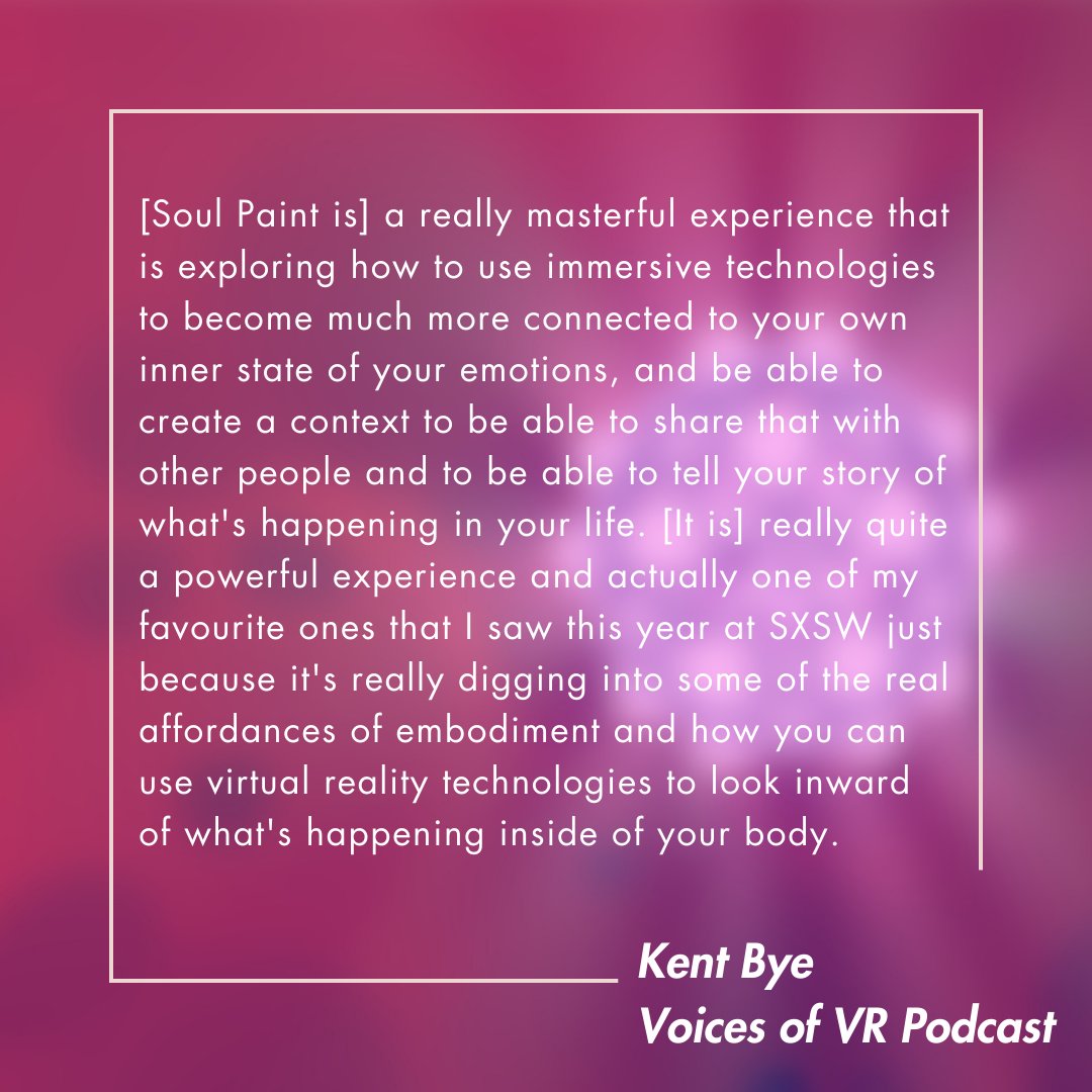 I have dreamed of chatting to @kentbye about Soul Paint since @Niki_Banda and I got started. I'm so happy to finally say our interview is officially out! Thank you Kent for the most brilliant questions, impeccable facilitation and heartwarming feedback. voicesofvr.com/1381-soul-pain…
