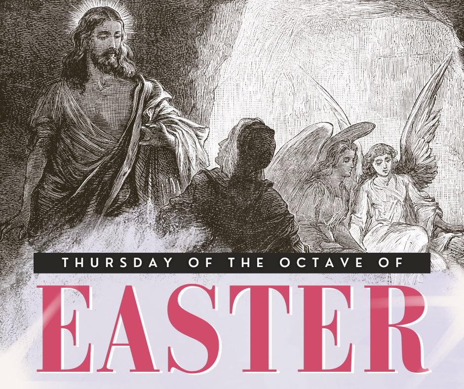 ✨Today is Thursday of the Octave of Easter, and we are continuing through the Easter Sequence. Here's today's passage:

"Speak, Mary, declaring
What you say, wayfaring.
The tomb of Christ, who is living,
the glory of Jesus' resurrection."