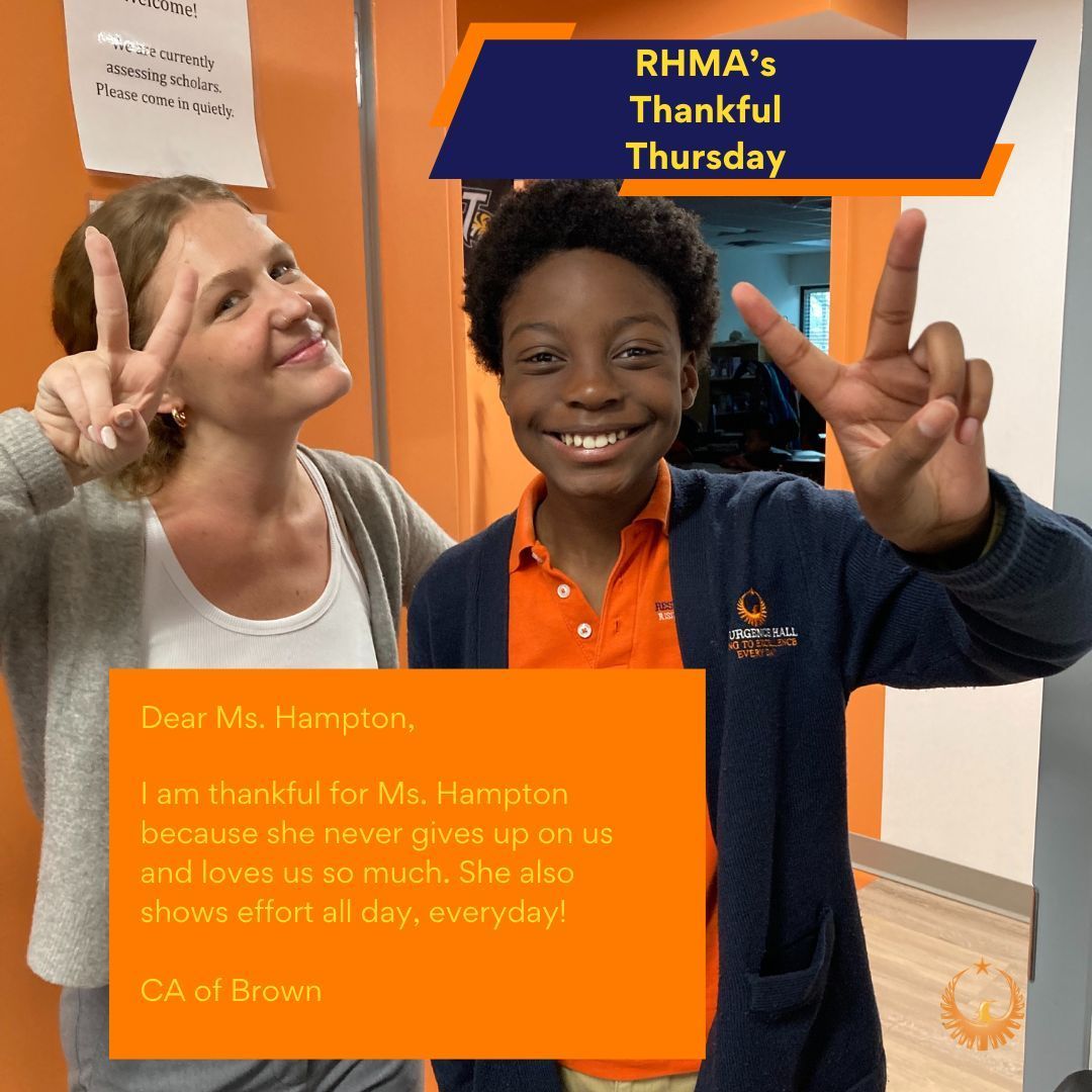 RHMA scholar had some great things to say about his favorite teacher of ELA, Ms. Hampton! #RHMA #ResurgenceHall #CharterSchool