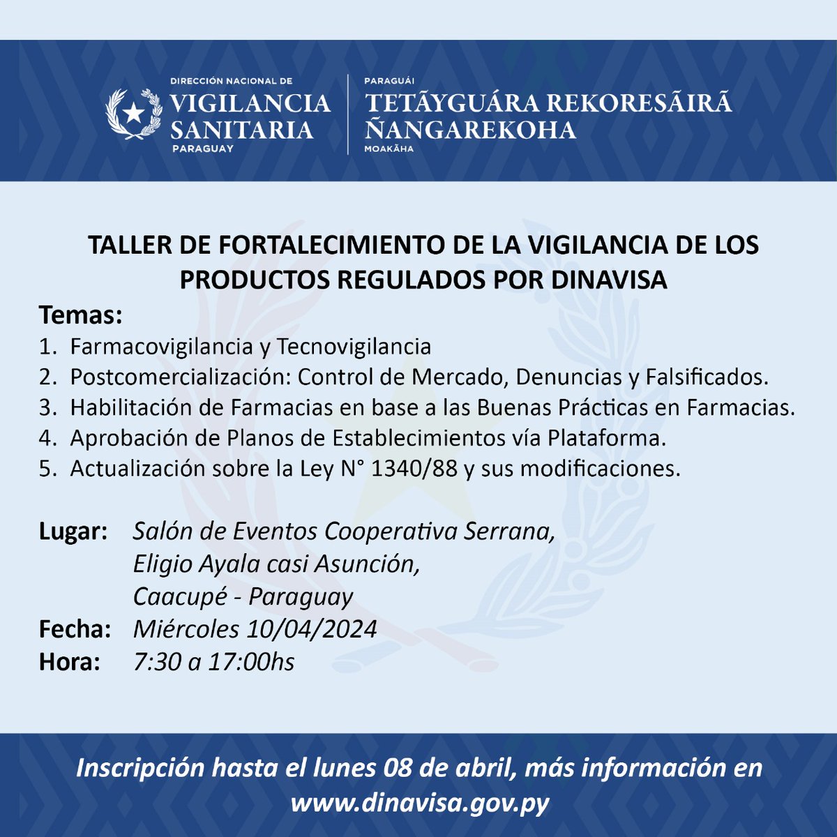 DINAVISApy's tweet photo. Para ampliar la información sobre su ámbito de competencia como ARN y fortalecer el control, fiscalización y vigilancia de medicamentos y otros productos, #DINAVISApy organiza el “Taller de Fortalecimiento de Vigilancia de los Productos Regulados por DINAVISA”. https://t.co/vKKHJaIIIs