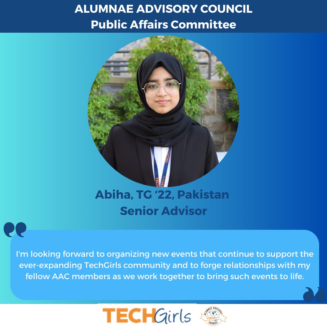 We are spotlighting the #TechGirls Alumnae Advisory Council! The 42 members are split into 3 committees. They commit to a year of engaging in educational programming and helping activate other TechGirls alumnae. (3/3)

#TechGirlsGlobal 
@ECAatState @exchangealumni