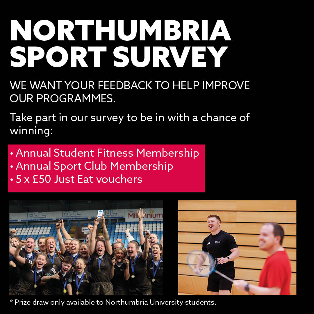 🎺 Have your say! 🎺 We’d love to hear your thoughts on Student Sport at Northumbria. Take part in our survey to be in with a chance of winning: 😋 £50 Just Eat Voucher 😋 🏃Annual Student Fitness Membership 🏃 🏸 Annual Sport Club Membership 🏸 orlo.uk/CyNnb