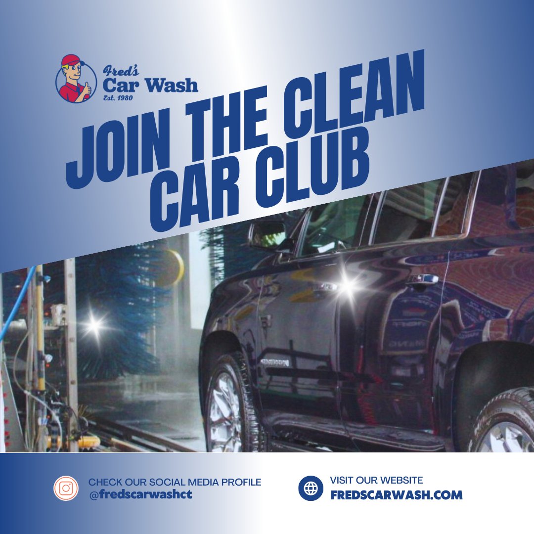FredsCarWash's tweet photo. Be part of our exclusive club! Sign up for our club membership and receive a FREE car wash. Great discounts await! Join https://t.co/SW6ugV70dp today!

#fredscarwash #carwash #detailing #autodetailing #carcare #cardetailing #detailingdoneright #autocare #norwalk #southport https://t.co/YW332ekhEM