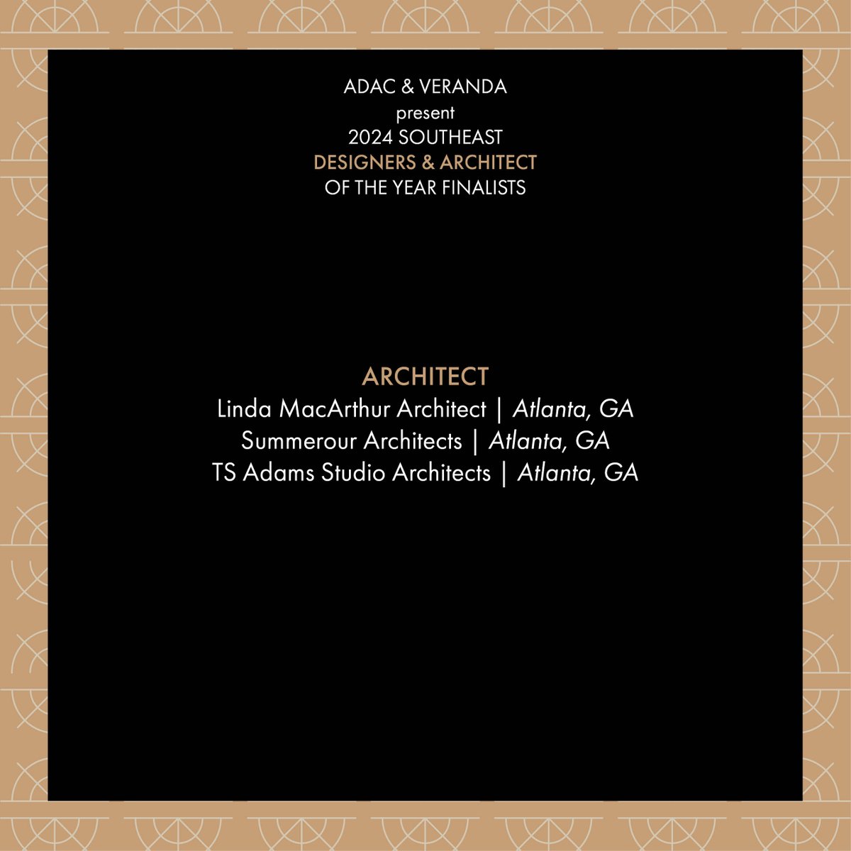 We are thrilled to share the finalists for the 2024 SE Designers and Architect of the Year Awards! Thank you to our judges, VERANDA’s Ellen McGauley, Corey Damen Jenkins of Corey Damen Jenkins & Associates, and Aimee Buccellato of Schafer Buccellato Architects. Congratulations!