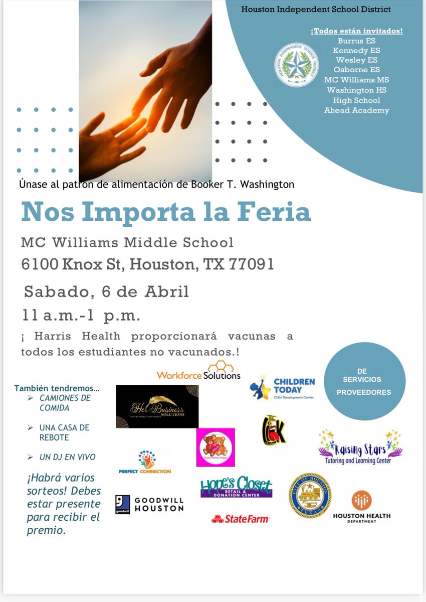 Please come out to the We Care Expo at MC Williams Middle School.