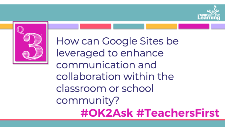 Q3: How can Google Sites be leveraged to enhance communication and collaboration within the classroom or school community? #OK2Ask #TeachersFirst