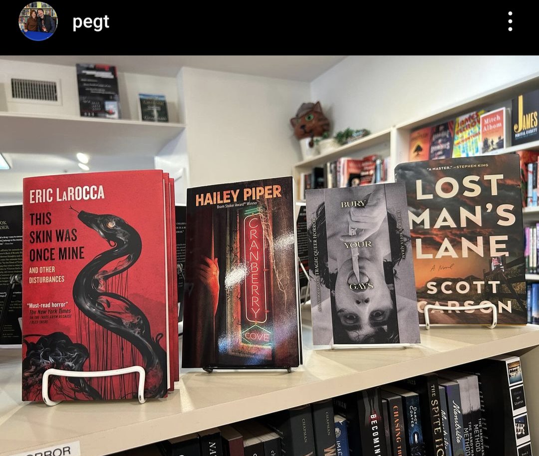 Love seeing CRANBERRY COVE alongside these wonderful horrors at the Lahaska Bookshop 😈🖐️