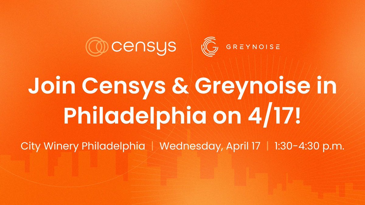 We're headed to Philly! Join @NTKramer on April 17th as he joins his Storm Watch co-host @emailyee and her friends at @censysio for a Threat Hunting Workshop + Happy Hour! Learn from the pros, meet new friends + walk away with new skills, see you there! 🍷 buff.ly/4aBtGLq
