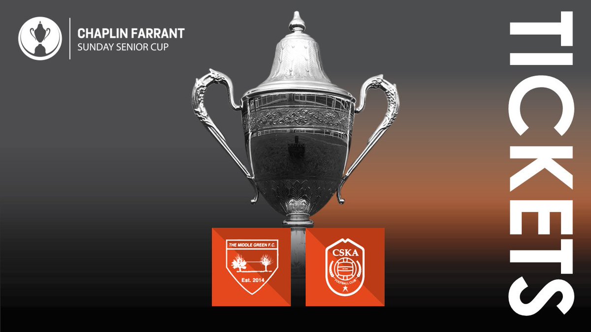 Purchase your tickets for tomorrow evening's @ChaplinFarrant #SundaySenior Cup Final contested between @themiddlegreen and @CSKAEmneth #NorfolkFootball 🏆⚽ 📍 @theFDCNorfolk ⏱️ 7:30pm Kick Off ticketsource.co.uk/NCFA/chaplin-f…