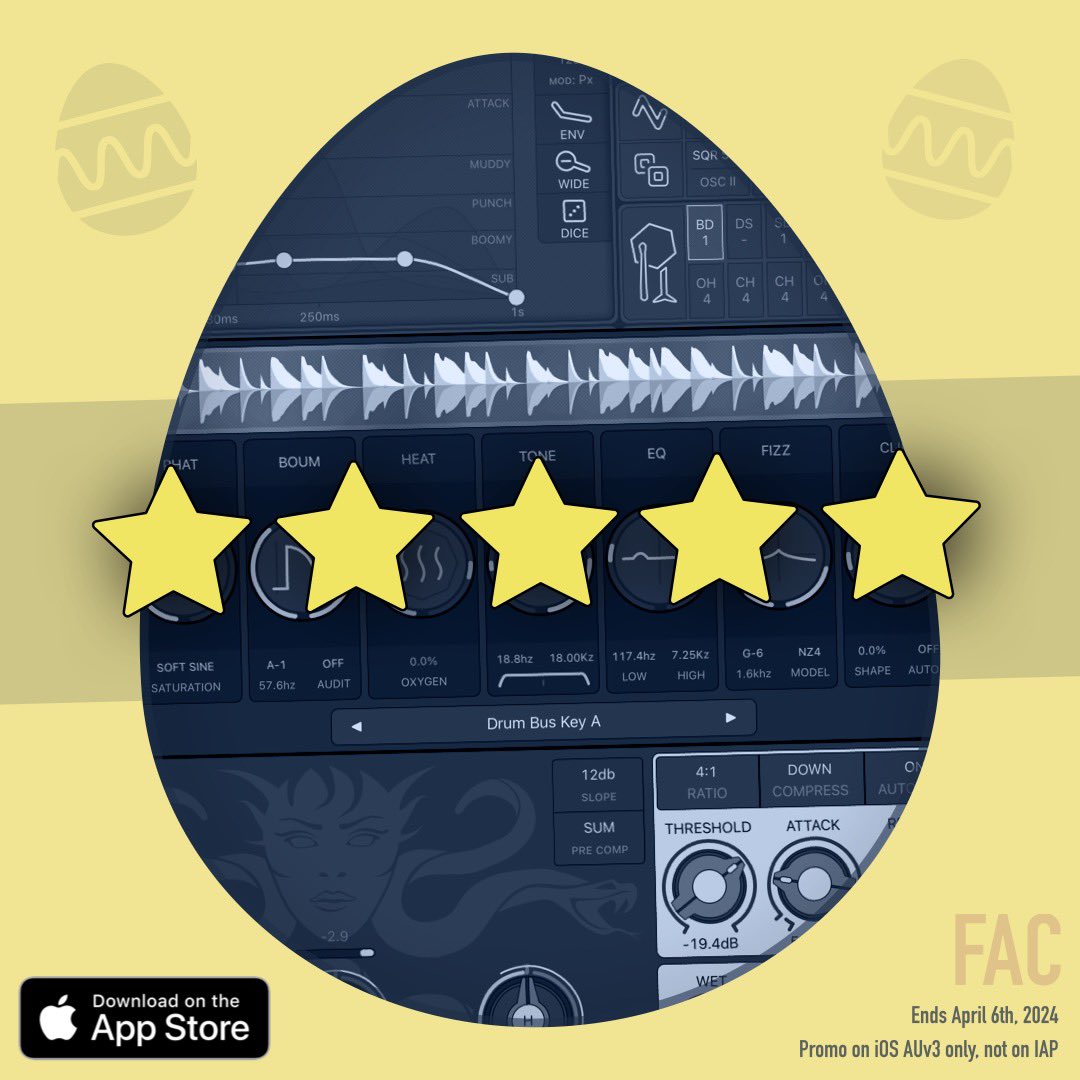 I’m pretty sure you are all enjoying the FAC easter sale, having fun with your new AUv3 plugins. This is super great! 👉🏼 Do me a favour and go to the App Store to rate and review your apps! Thank you!