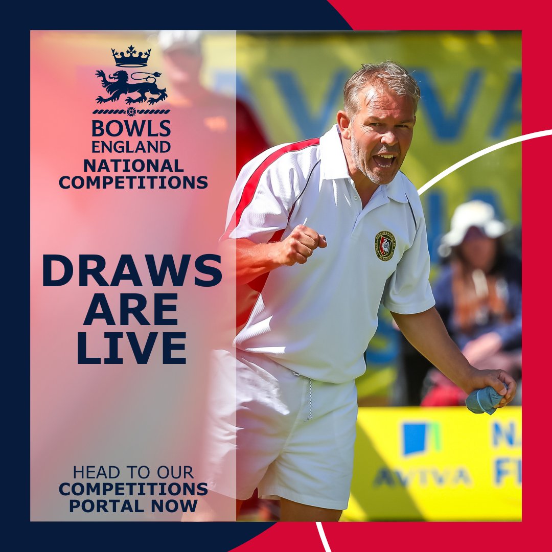 BowlsEngland's tweet photo. We are pleased to announce that draws for our 2024 National Competitions are now live 🏆

Head to our Competitions Portal to see the draws in full 🔽

https://t.co/CcMl0ebEQf

#AllToPlayFor https://t.co/TNfPpIkYMJ