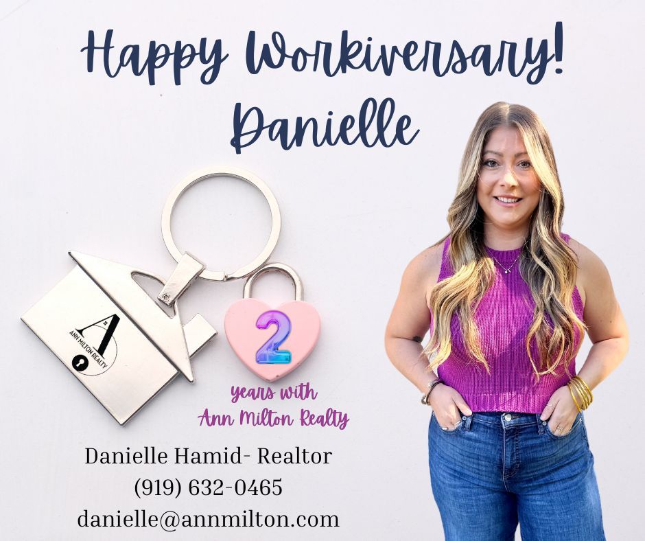 Happy 2 year workiversary to Danielle! Today we celebrate you and your limitless talents! 
.
#annmiltonrealty #workiversary #2yearworkanniversary #harnettcountyrealtors #lovewhereyouliveliveandwork
