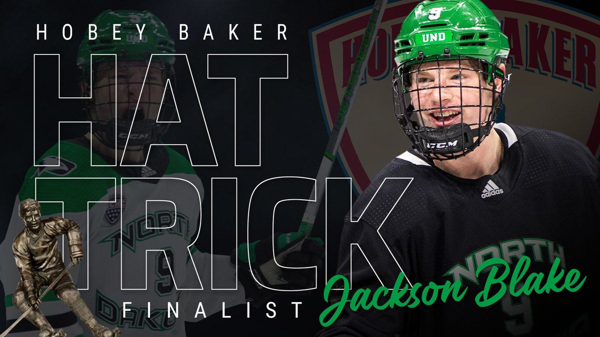 UNDmhockey's tweet photo. #HobeyBlaker! Sophomore Jackson Blake has been named one of the three finalists for the Hobey Baker Award! 

RELEASE: https://t.co/pGFhFJ77jS

#UNDproud | #LGH https://t.co/aLiN7r2Q1S