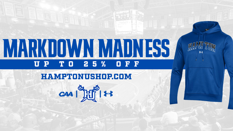 Celebrate Markdown Madness at the Hampton Bookstore. Select Clothing and Gift items are marked down up to 25% Off! Take advantage of these deals at the Collegiate Bookstore on campus or online at HamptonUshop.com #WeAreHamptonU