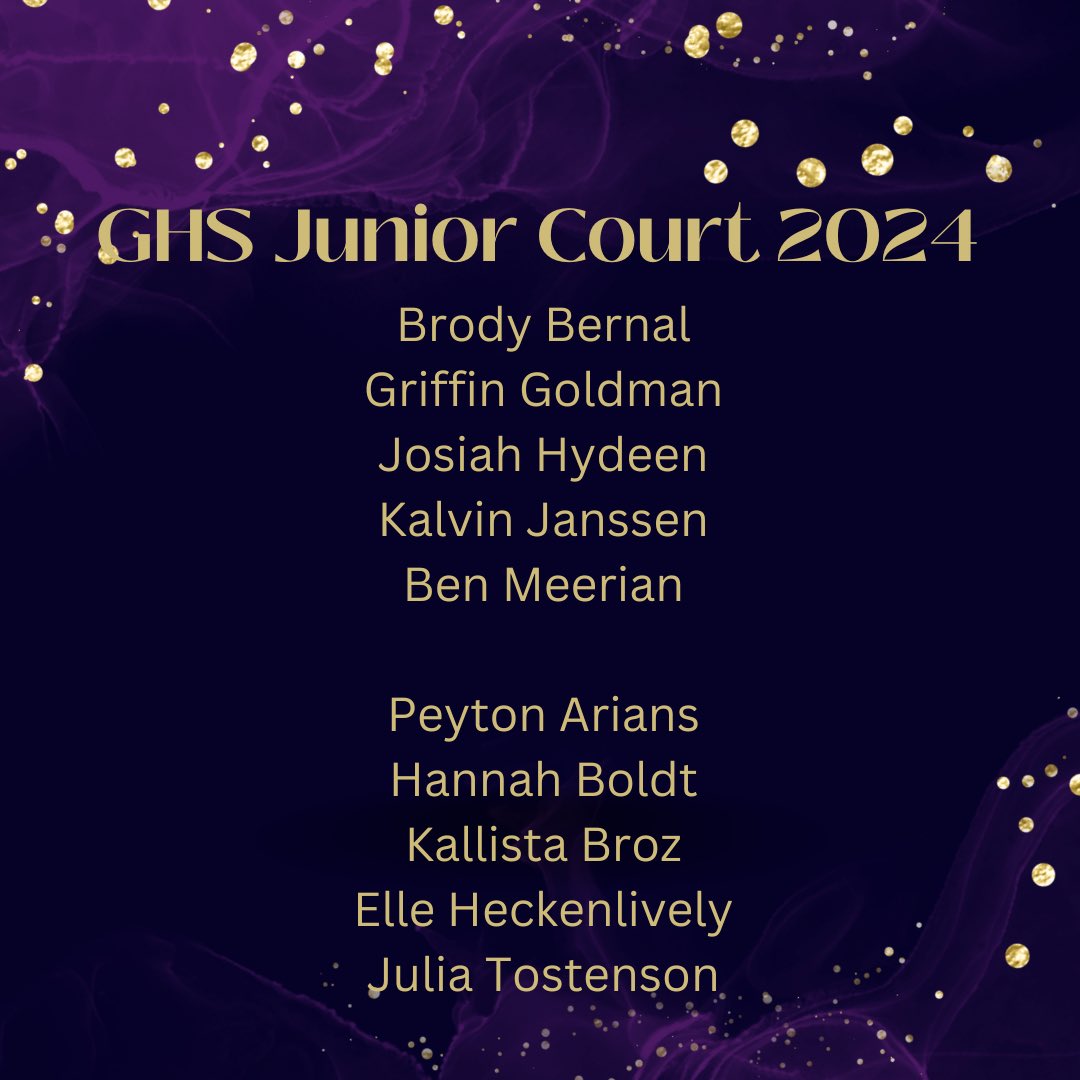 Congratulations to the 2024 GHS Prom Royal Court!  Coronation will take place Saturday night, 7:30, at the SAC Museum.