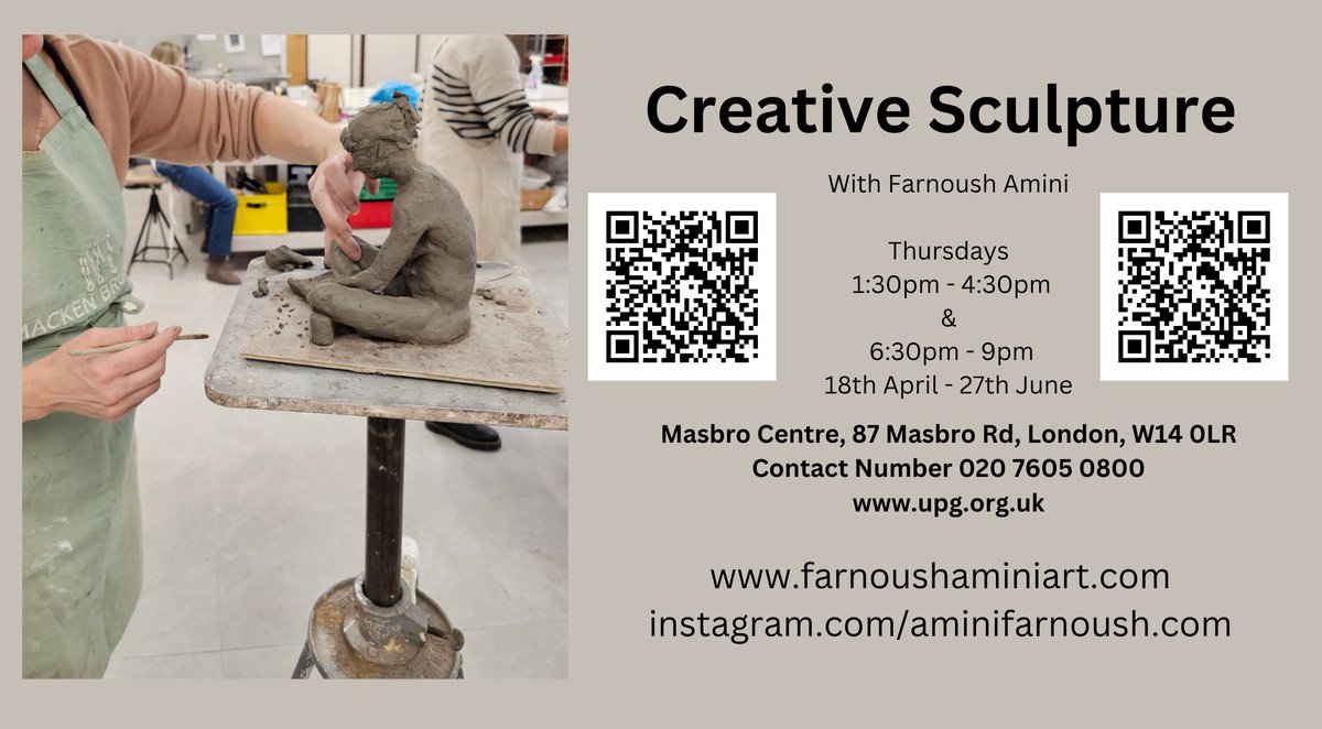 Creative sculpure is a fun,friendly class. Relaxed atmosphere with good results. Come along and speak to Farnoush. See what you think!
All levels welcomed. THURSDAY AFTERNOON & EVES
#artclasses #creativity #sculpture