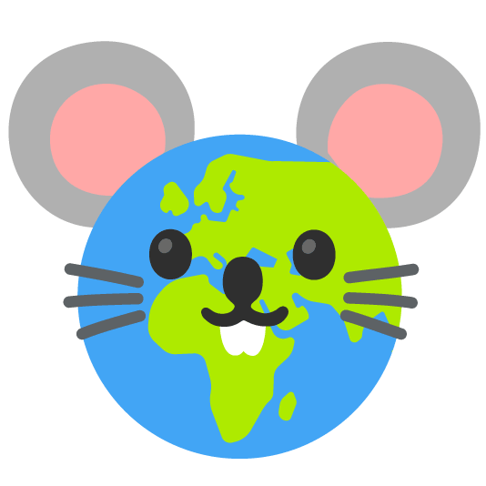 A vector art rendition of the planet earth with mouse earts and whiskers